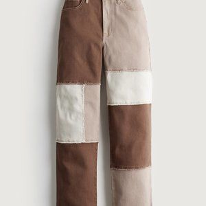 Hollister Ultra High Rise Color Blocked Patchwork Dad Jeans Size 17R: W33 L30